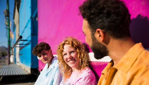 Smiling friends on a sunny day