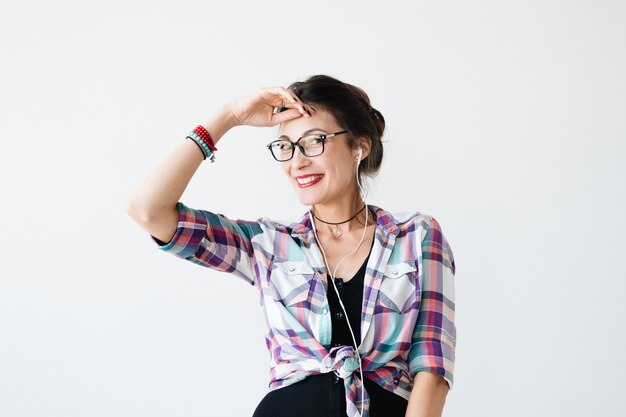 Smiling girl with headphones