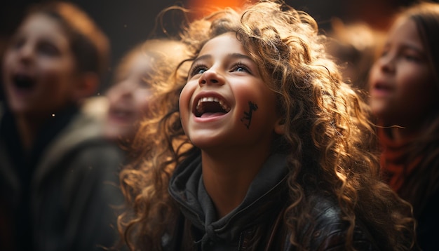 Foto gratuita ragazze sorridenti si godono insieme allegre attività all'aperto generate dall'intelligenza artificiale