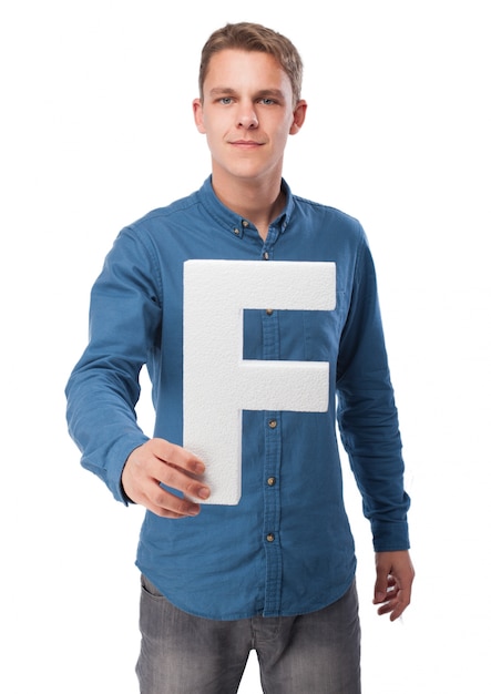 Smiling man with the letter "h"