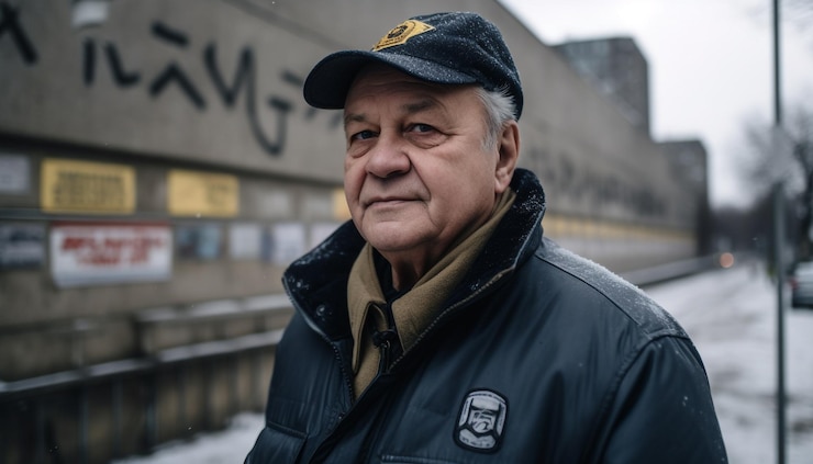 Free Photo smiling senior men in warm winter jackets generated by ai