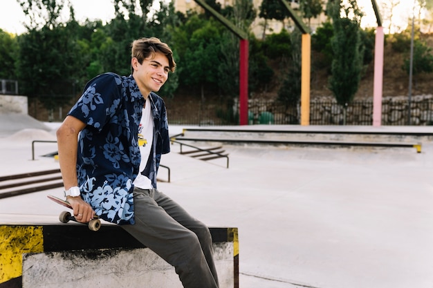 Smiling skater boy