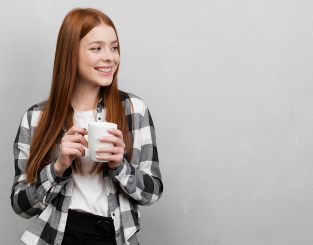 Smiling woman looking away