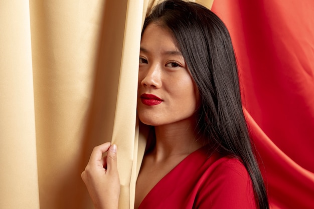 Smiling woman posing for chinese new year