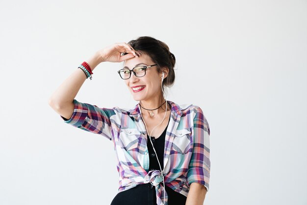 Smiling woman with headphones