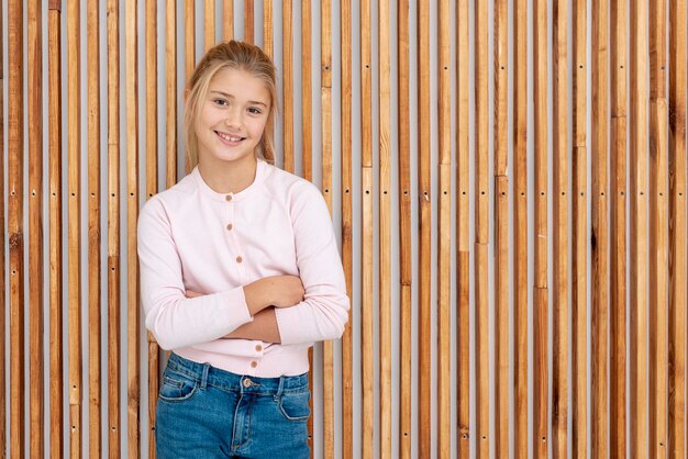 Smiling young lady posing fashion