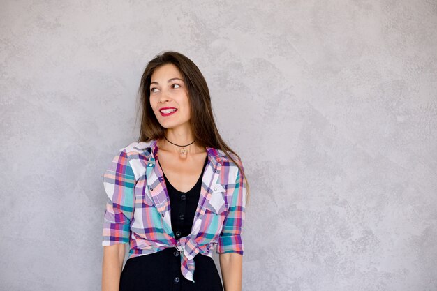 Smiling young woman with long hair