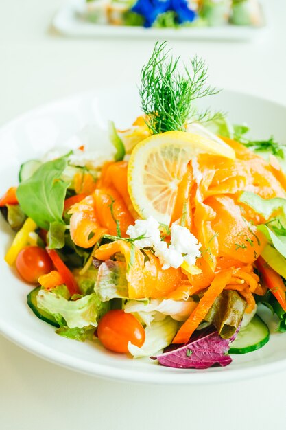 Smoked salmon meat salad