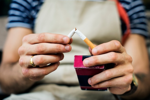 Smoker quitting the cigarette