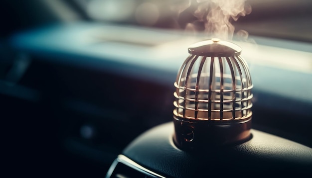 Free photo a smokestack in a car with a car dashboard