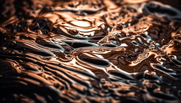 Foto gratuita lisce onde di cioccolato scorrono su un dessert brillante generato dall'intelligenza artificiale