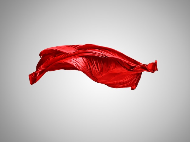 Smooth elegant transparent red cloth separated on gray background.