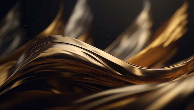 Smooth metallic wave pattern reflects vibrant colors generated by AI