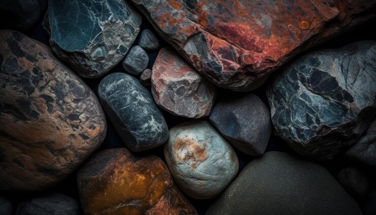 Free Photo smooth pebble stack wet from ocean wave generated by ai