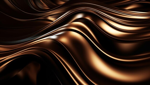Smooth wave pattern on shiny metallic backdrop generated by AI