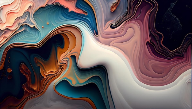 AIによって抽象的に生成された鮮やかな色の滑らかな波が流れます
