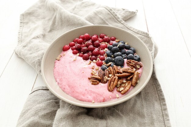 Smoothie bowl with nuts and berries