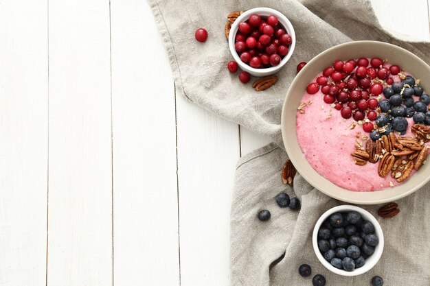 Smoothie bowl with nuts and berries