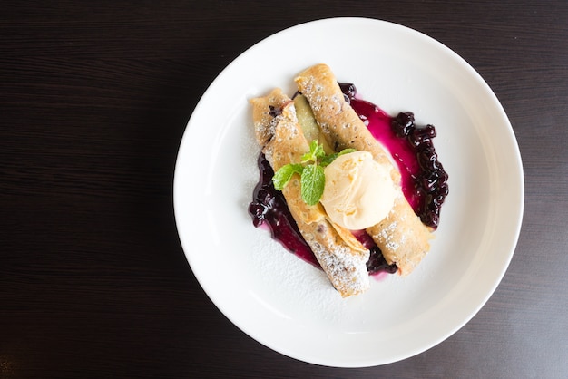 snack cake raspberry chocolate crepe