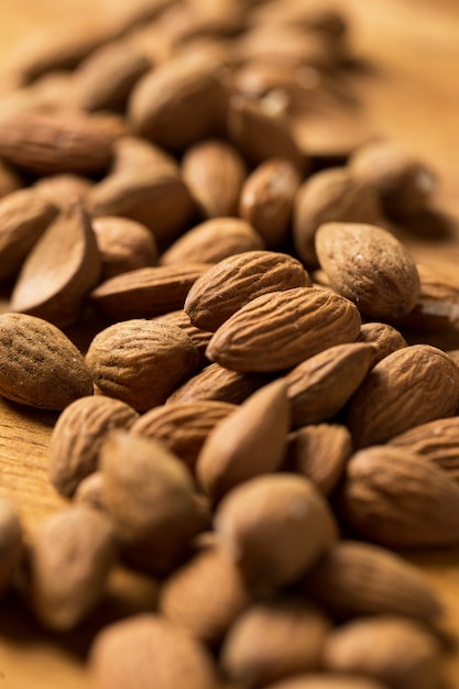 Snack. Heap of nuts on the table