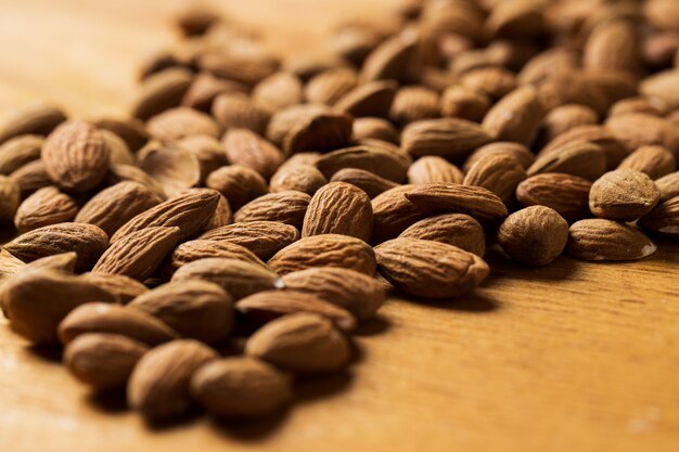 Snack. Heap of nuts on the table