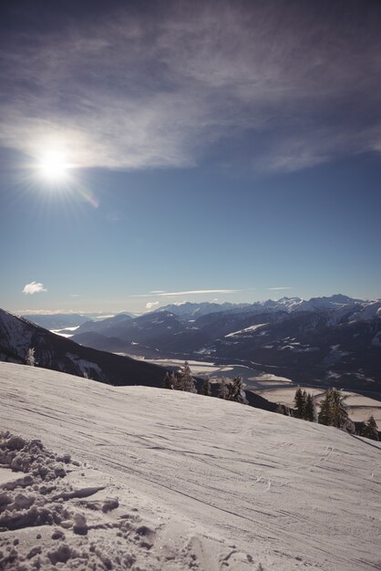 Snow covered mountains during winter