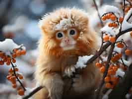 Free photo snow monkey wallpaper