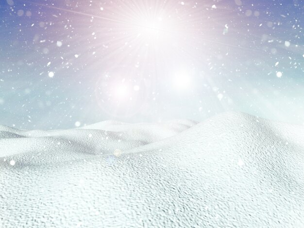 降雪や雪の風景と3D冬の背景