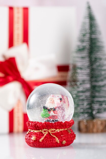 Snowball with Santa Claus and Christmas decoration
