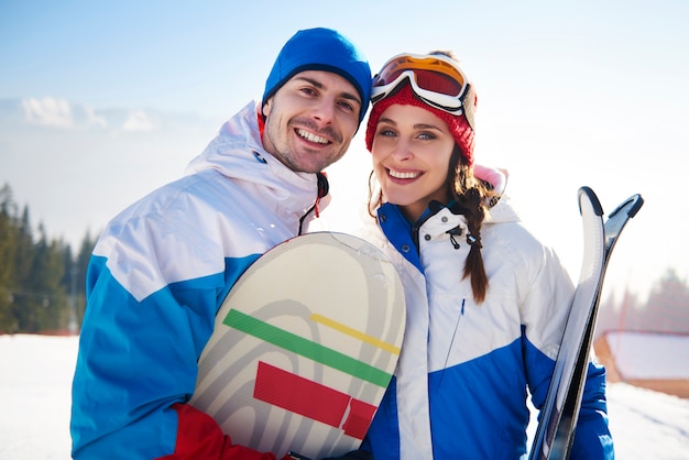 Snowboarders couple over winter vacations