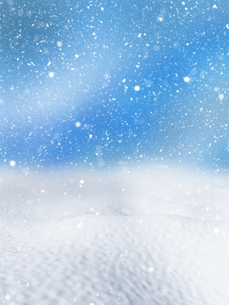 クリスマス雪の背景のレンダリング3D