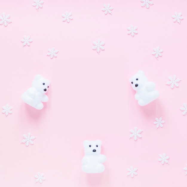 Free photo snowflakes near toy bears