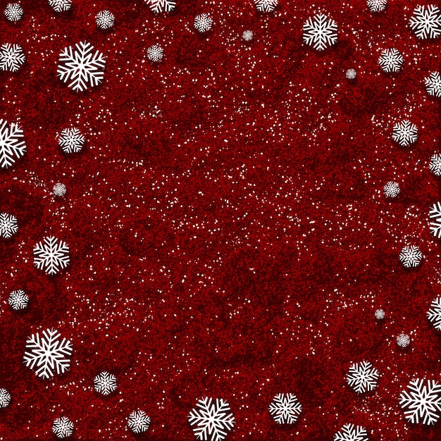 無料写真 赤いキラキラの背景に雪片