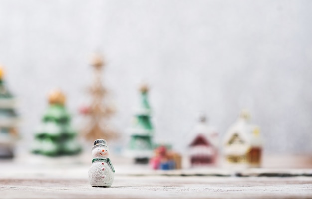 Snowman toy with blurred background