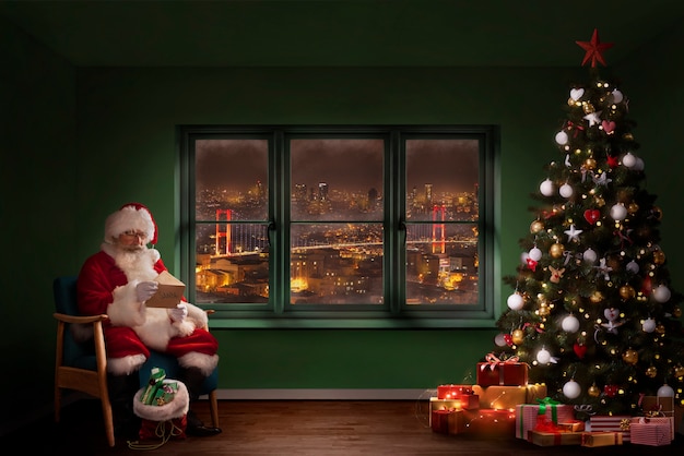 Foto gratuita esterno innevato da una finestra nel periodo natalizio