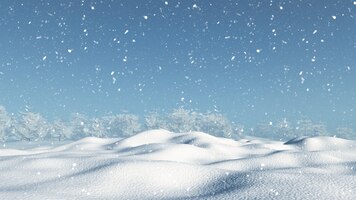 Бесплатное фото 3d визуализации снежного пейзажа