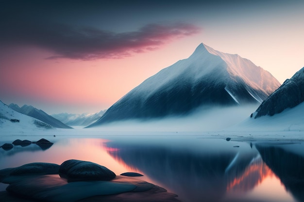 Free photo a snowy mountain with a blue sky and snow on it