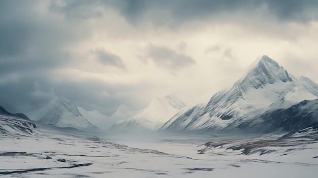 雪に覆われた山岳自然の風景