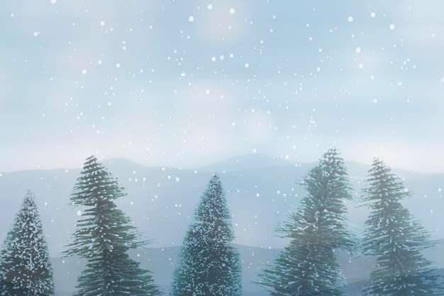 Free photo snowy pine tree design space wallpaper