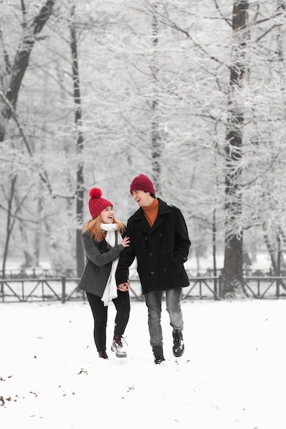 Snowy winter season with lovely couple