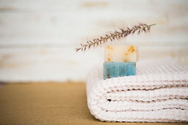 Soap on towel