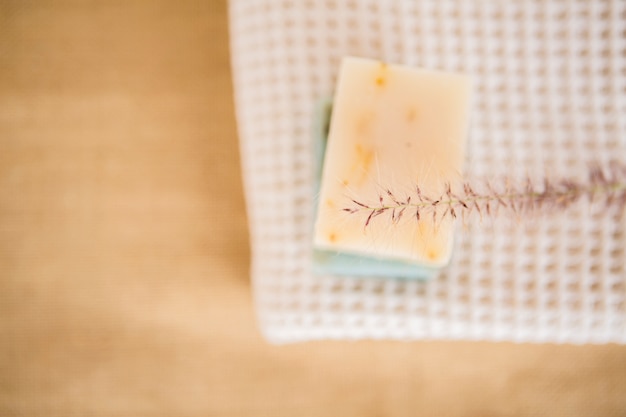 Soap on towel