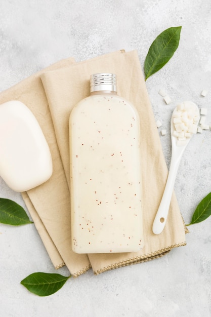 Soap with lotion bottle beside