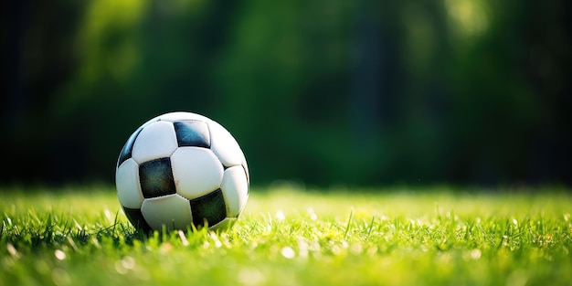 Foto gratuita una palla da calcio su un campo verde pronta per una partita