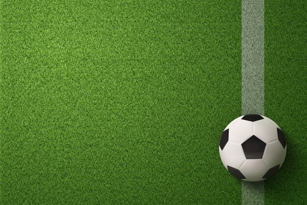 サッカー場の背景にサッカーボール プレミアム写真