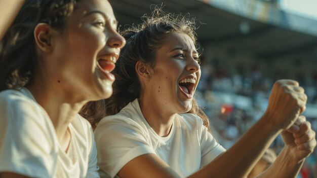 Soccer fans cheering in the stadium
