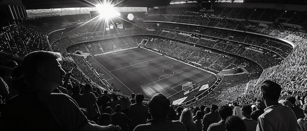 Free photo soccer fans cheering team monochrome