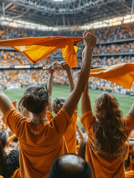 Free photo soccer fans cheering their team