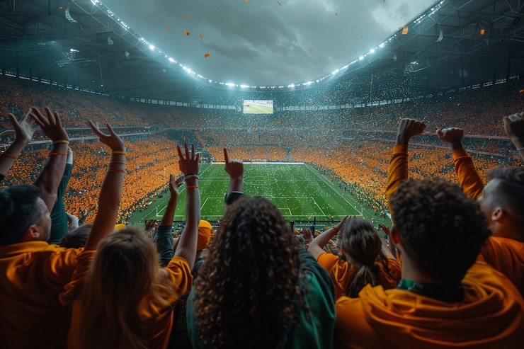 Free Photo soccer fans cheering their team