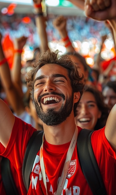 Free photo soccer fans cheering their team